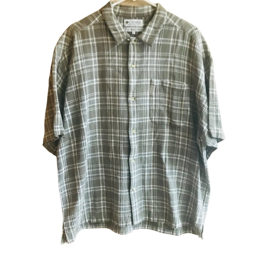 Columbia Men's Button Front Shirt 100% Cotton Relaxed Fit Size Large Vintage EUC